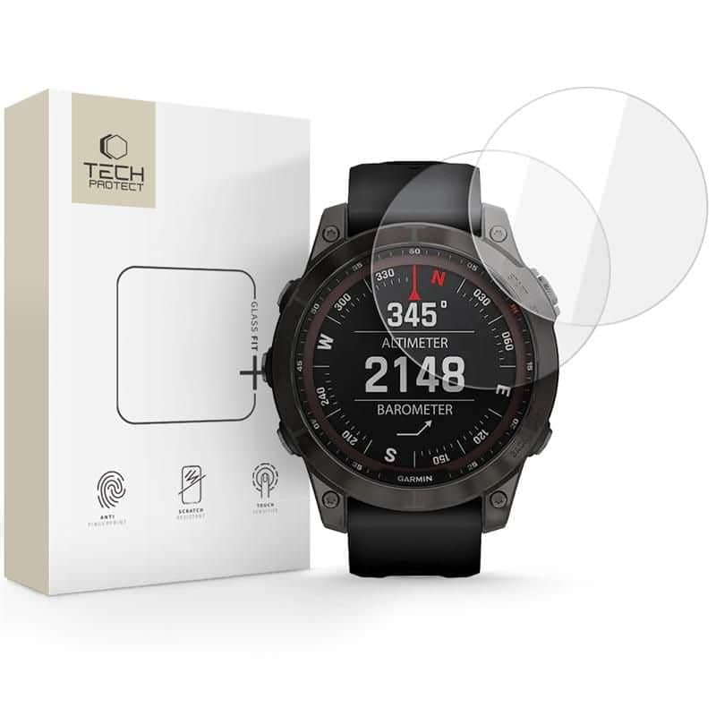 Tech-Protect Σκληρυμένο γυαλί Glass Fit+ 2-Pack Garmin Fenix 7x / 7x Pro Clear