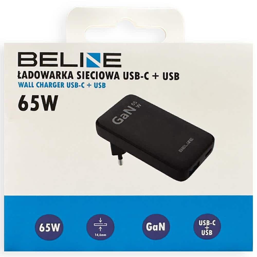 Φορτιστής Beline 1x USB-C + 1x USB 65w Μαύρος (μόνο Κεφαλή) Pd 3.0 + Qc 3.0 Bln2cw65 5