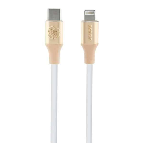 Καλώδιο Guess Gulmarg USB-C - Lightning 1,5μ Γρήγορης Φόρτισης Χρυσού Χρώματος Με Μπρελόκ Λογότυπο