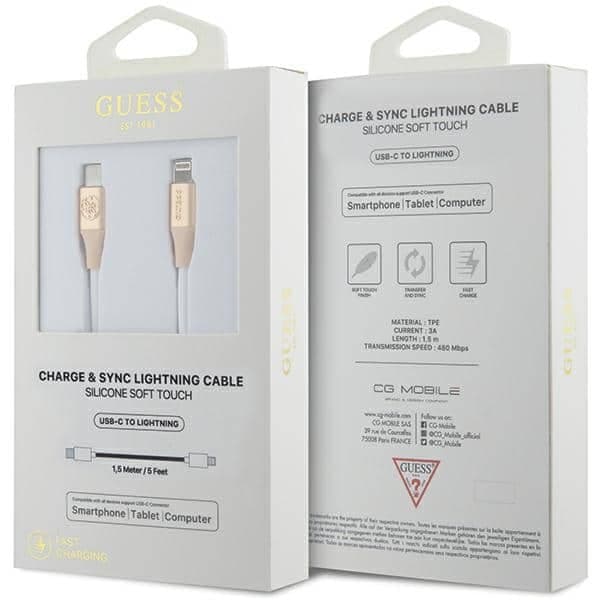 Καλώδιο Guess Gulmarg USB-C - Lightning 1,5μ Γρήγορης Φόρτισης Χρυσού Χρώματος Με Μπρελόκ Λογότυπο 2