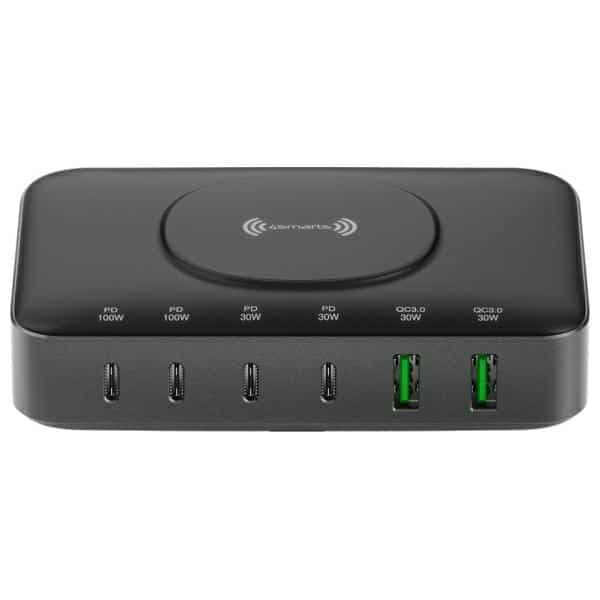 4smarts 7 Σε 1 Σταθμός Φόρτισης 100w Με Ασύρματη Φόρτιση Μαύρος-Γκρι 540571