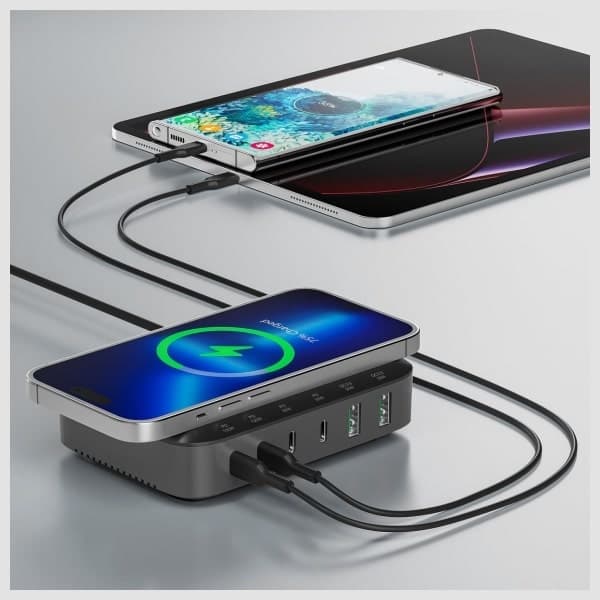 4smarts 7 Σε 1 Σταθμός Φόρτισης 100w Με Ασύρματη Φόρτιση Μαύρος-Γκρι 540571 3