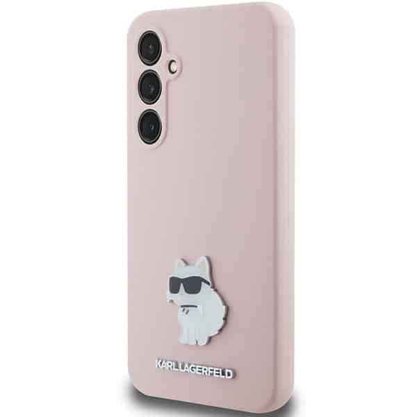 Karl Lagerfeld Σιλικόνη Choupette Μεταλλικό Pin - θήκη για Samsung Galaxy S23 - Ροζ 2
