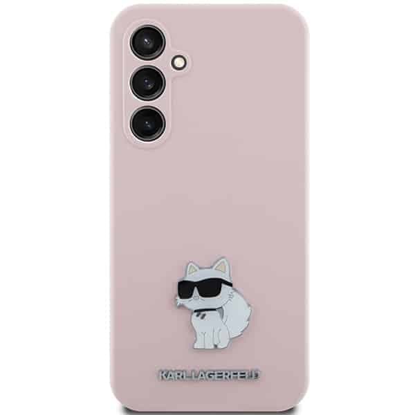 Karl Lagerfeld Σιλικόνη Choupette Μεταλλικό Pin - θήκη για Samsung Galaxy S23 - Ροζ 3