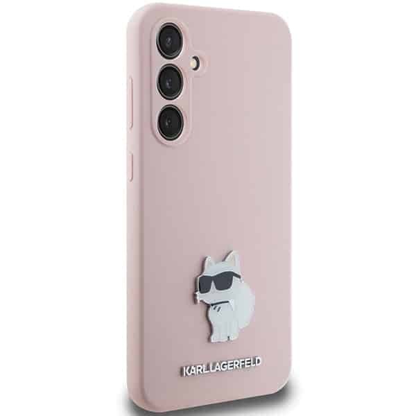 Karl Lagerfeld Σιλικόνη Choupette Μεταλλικό Pin - θήκη για Samsung Galaxy S23 - Ροζ 4