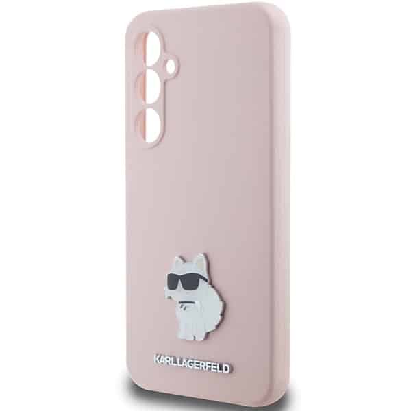 Karl Lagerfeld Σιλικόνη Choupette Μεταλλικό Pin - θήκη για Samsung Galaxy S23 - Ροζ 6