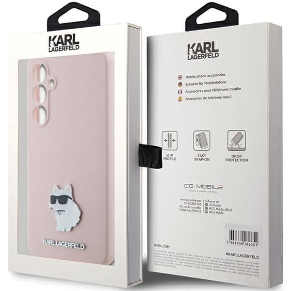 Karl Lagerfeld Σιλικόνη Choupette Μεταλλικό Pin - θήκη για Samsung Galaxy S23 - Ροζ 8