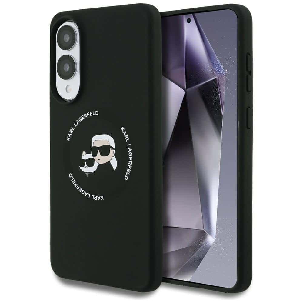 Karl Lagerfeld Διπλά Κεφάλια και Μαγνητικό Δαχτυλίδι MagSafe - θήκη για Samsung Galaxy S25 Edge - Μαύρο