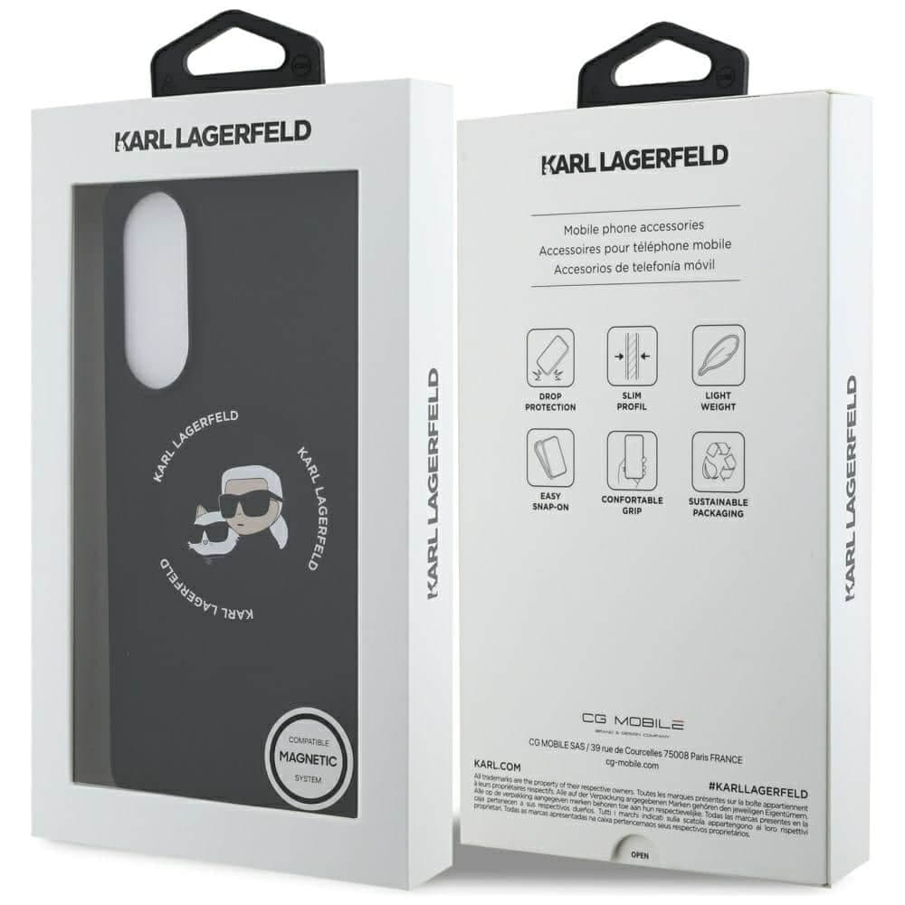 Karl Lagerfeld Διπλά Κεφάλια και Μαγνητικό Δαχτυλίδι MagSafe - θήκη για Samsung Galaxy S25 Edge - Μαύρο 8
