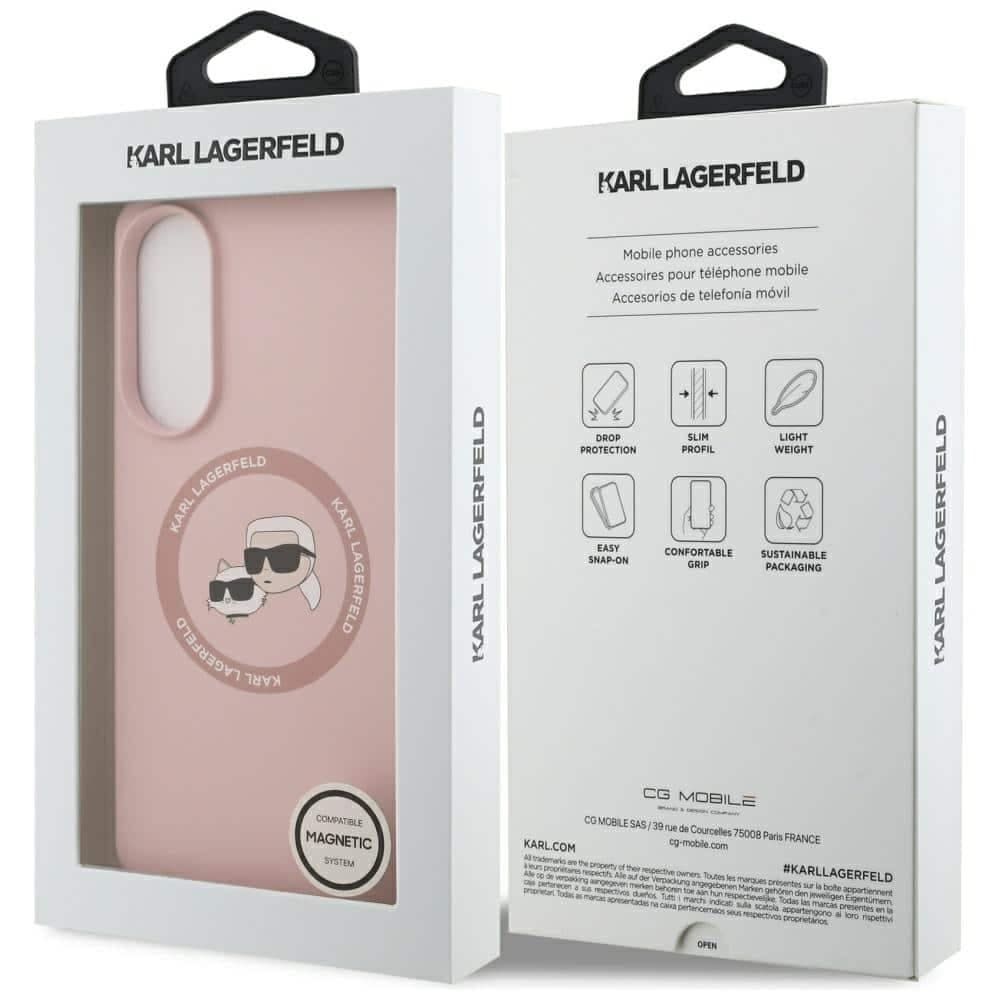 Karl Lagerfeld Διπλές Κεφαλές και Κύκλος MagSafe - θήκη για Samsung Galaxy S25 Edge - Ροζ 8