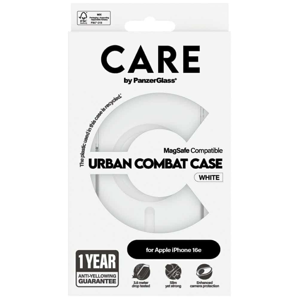 Θήκη Care By Panzerglass Flagship Urban Combat Λευκή Magsafe Για iPhone 16e Διαφανής 3