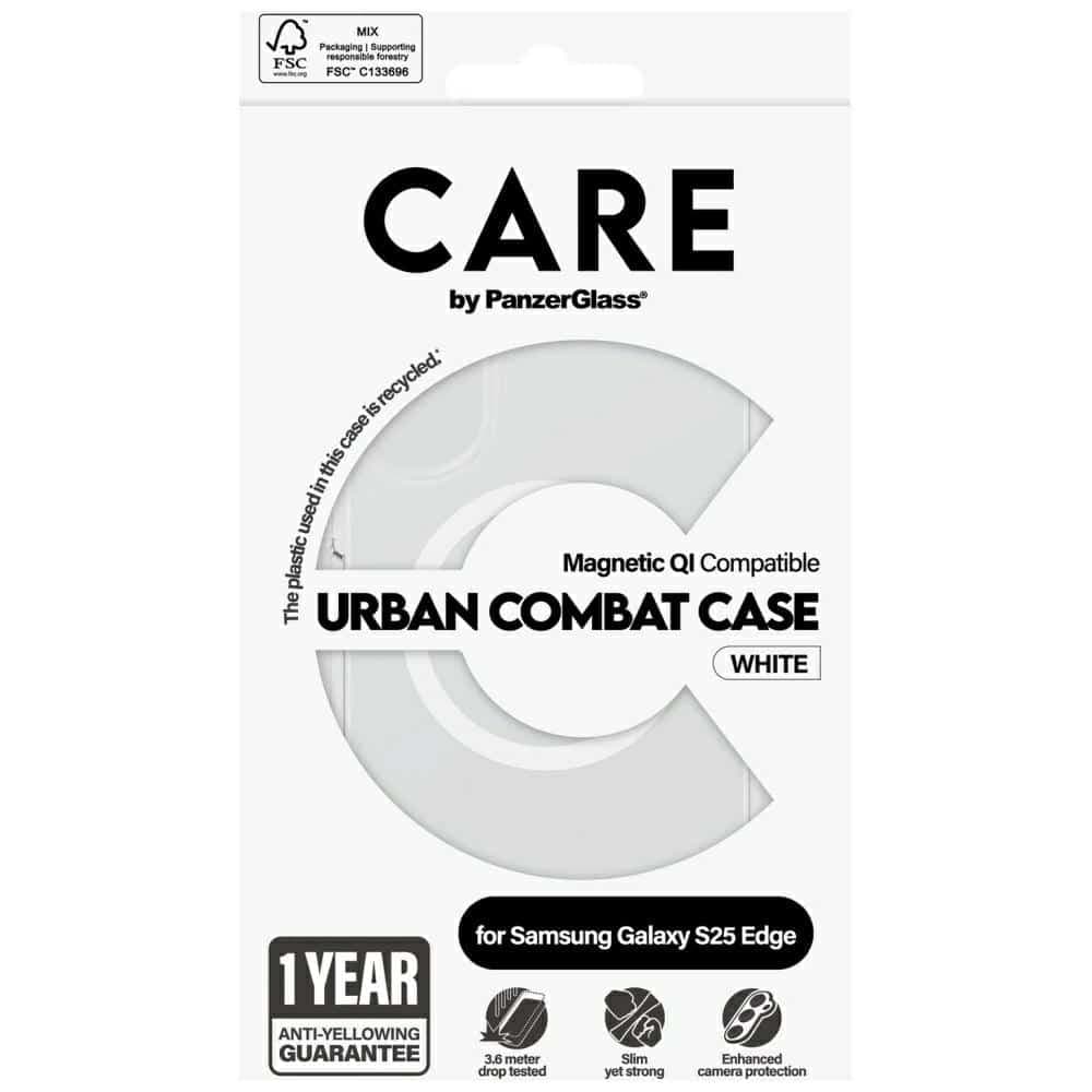 Θήκη Care By Panzerglass Urban Combat Λευκή Qi Για Samsung Galaxy S25 Edge Διαφανής 4