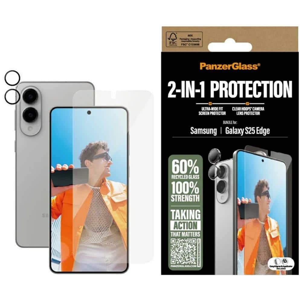Σετ Προστασίας Panzerglass Hoops+uwf 2-Σε-1 Γυαλί+φακός Για Samsung Galaxy S25 Edge