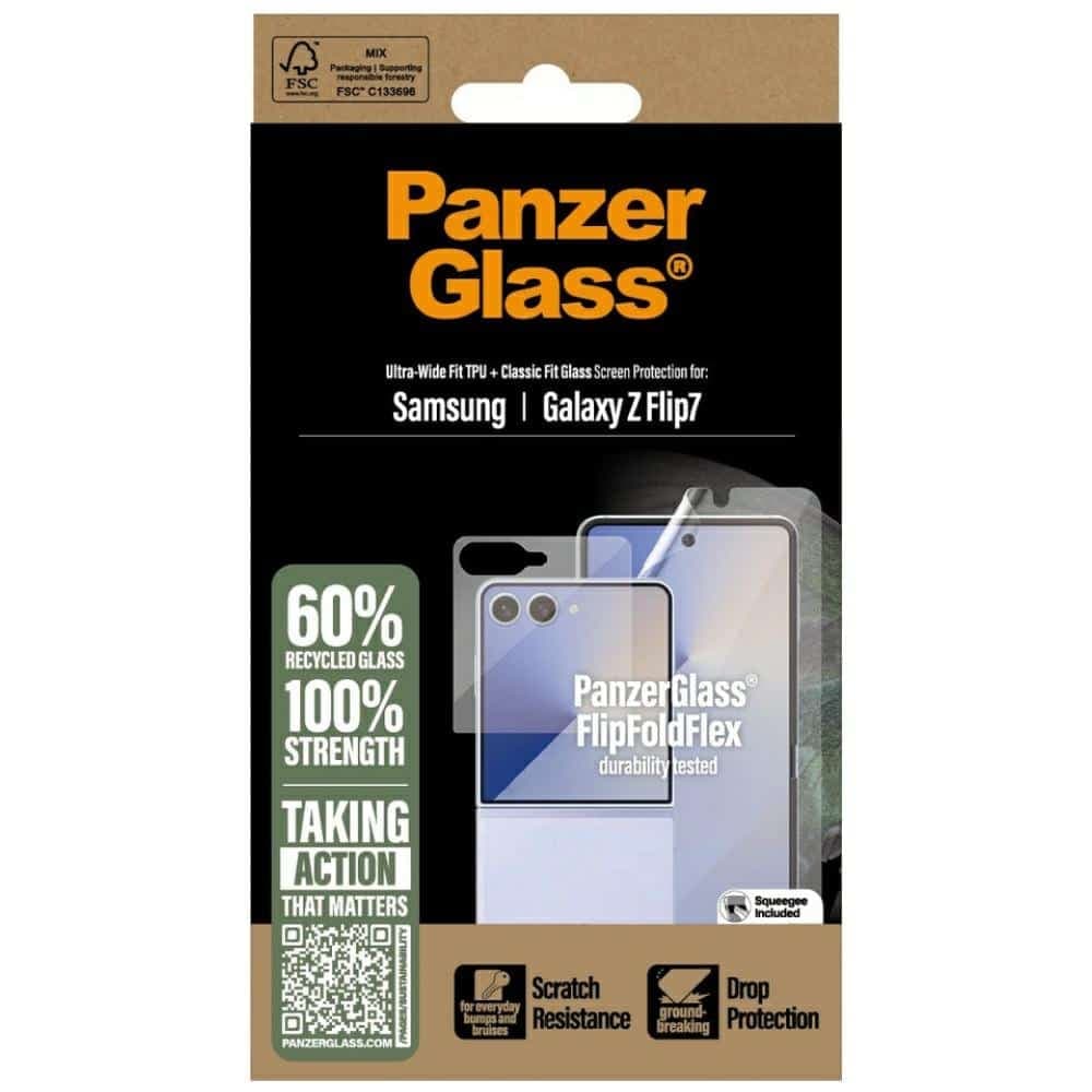 Σετ Προστασίας Panzerglass Flipfoldflex 2-In-1 Κλασικής Περικοπής Γυαλί + Υποαλλεργική Tpu Ταινία Για Samsung Galaxy Z Flip7 4