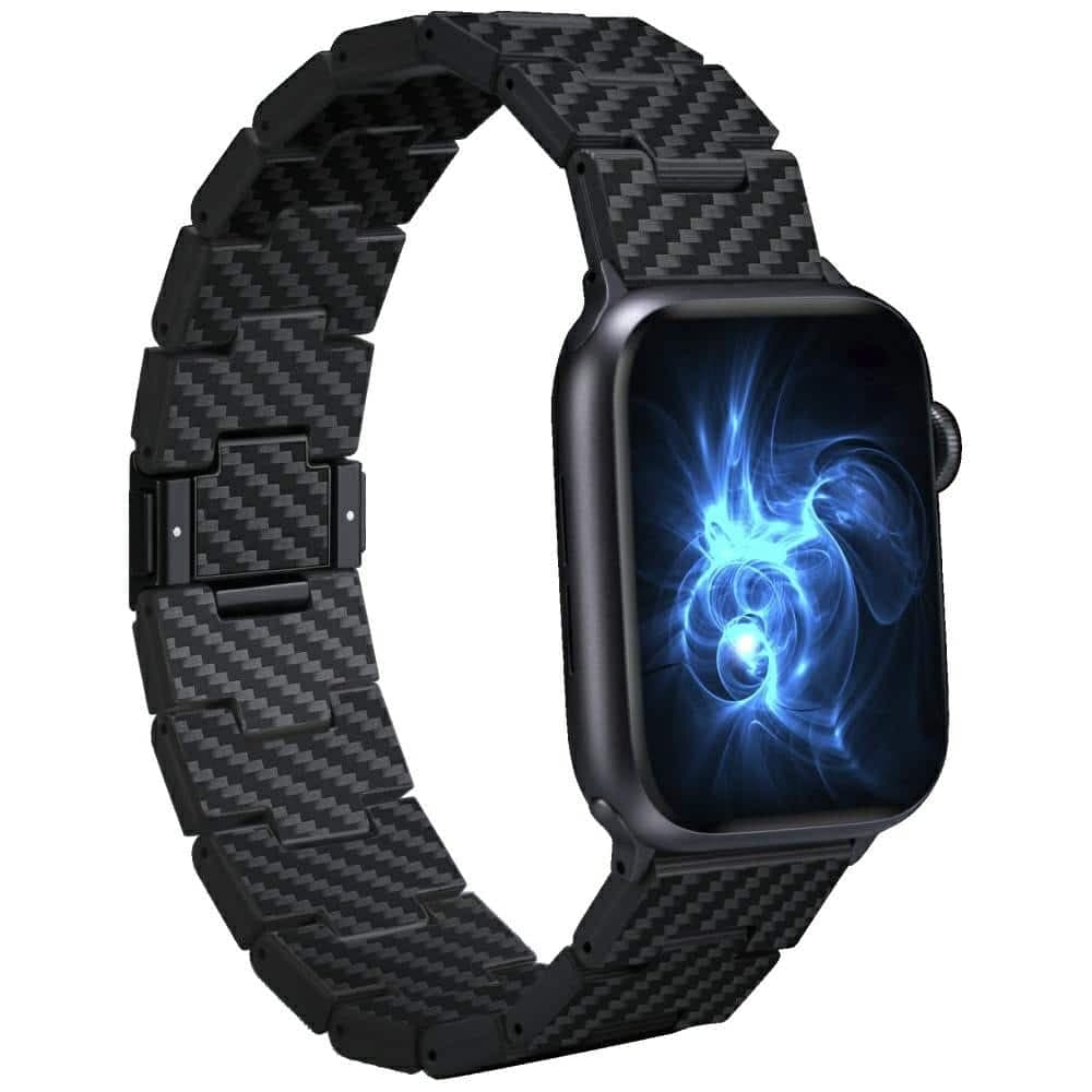 Λουράκι Pitaka Carbon Fiber Retro Για Apple Watch 1/2/3/4/5/6/7/8/9/10/se/ultra/ultra2 Μαύρο Γκρι