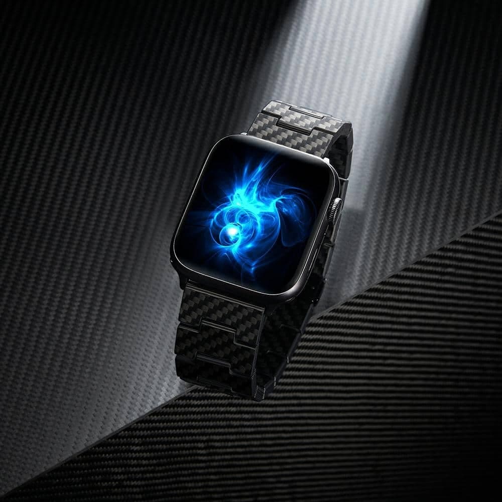 Λουράκι Pitaka Carbon Fiber Retro Για Apple Watch 1/2/3/4/5/6/7/8/9/10/se/ultra/ultra2 Μαύρο Γκρι 13