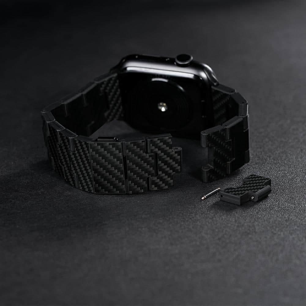 Λουράκι Pitaka Carbon Fiber Retro Για Apple Watch 1/2/3/4/5/6/7/8/9/10/se/ultra/ultra2 Μαύρο Γκρι 14