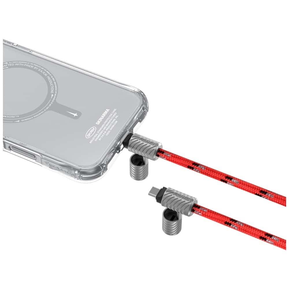 Universal 2in1 Λουράκι/Καλώδιο  Λαιμού Τηλεφώνου Skinarma Dyno Ve USB‑c/usb‑c Σε Κόκκινο 3