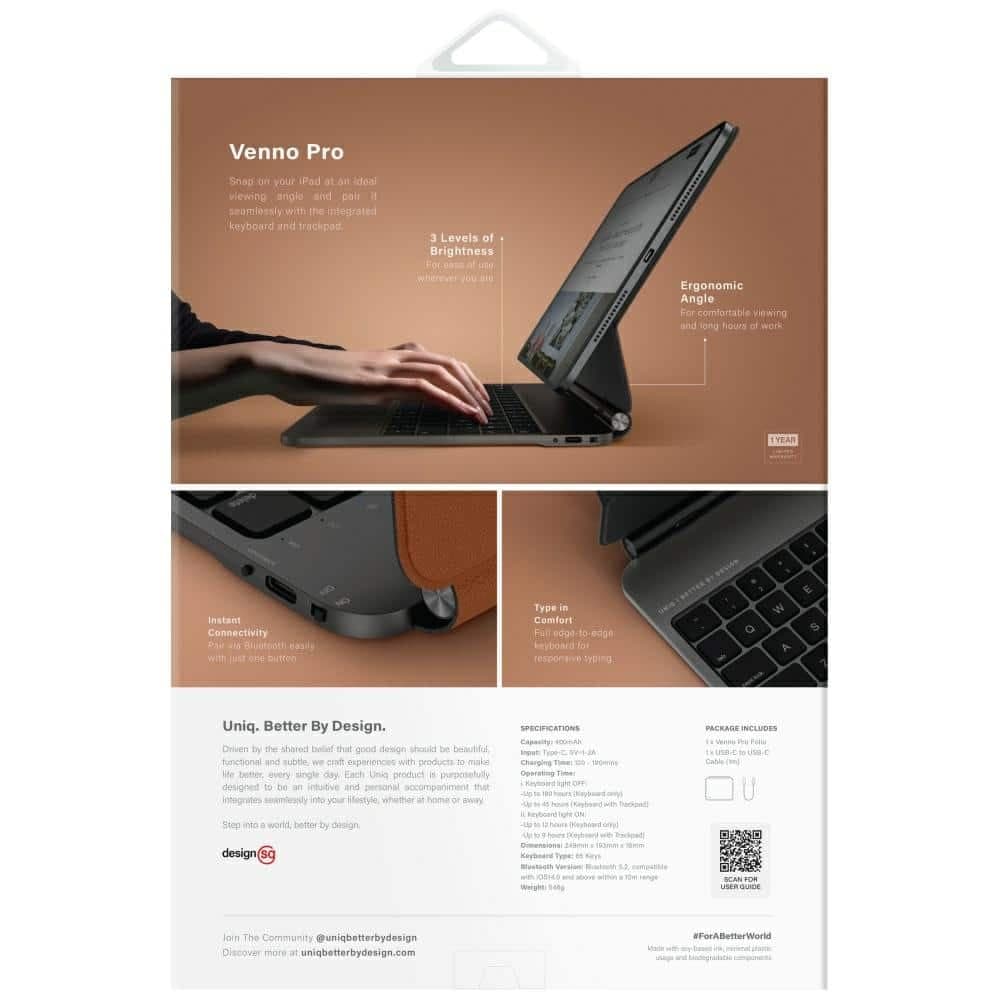 Case Uniq Venno Pro Magnetic Smart With Keyboard For iPad Air 11" (2024/25) | Air 10.9" (2022/20) 8