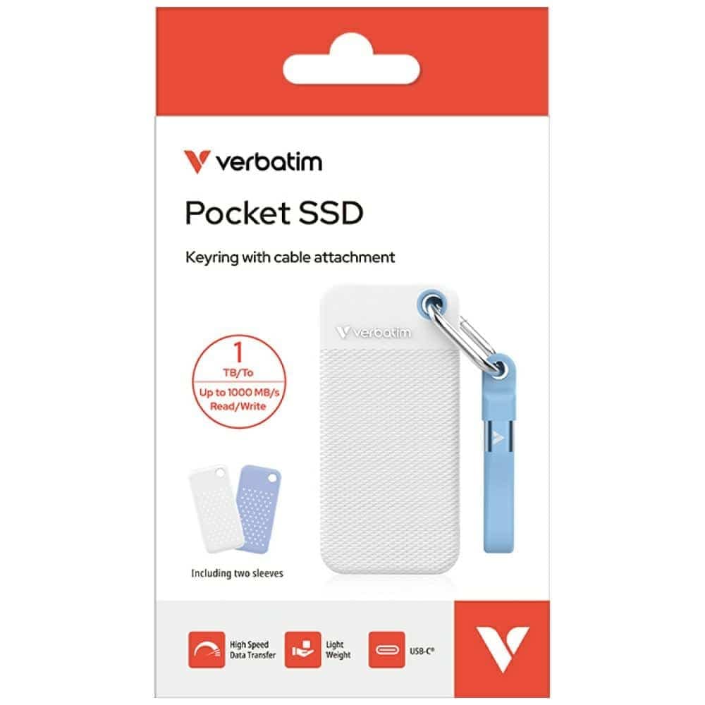 Εξωτερικός Δίσκος Verbatim Pocket Ssd 1tb USB-C 3.2 Gen 2 Λευκό-Ανοιχτό Μπλε 32320 8