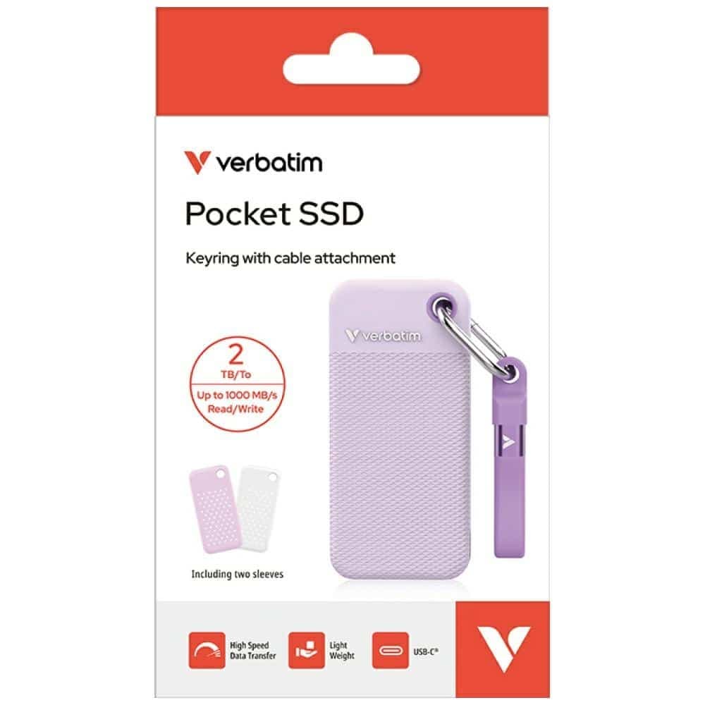 Εξωτερικός Δίσκος Verbatim Pocket Ssd 2tb USB-C 3.2 Gen 2 Λευκό-Μωβ 32323 8