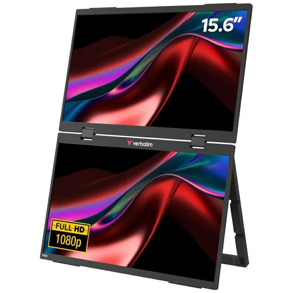 Portable Dual Monitor Verbatim Essentials 15.6" Fhd Black 32403