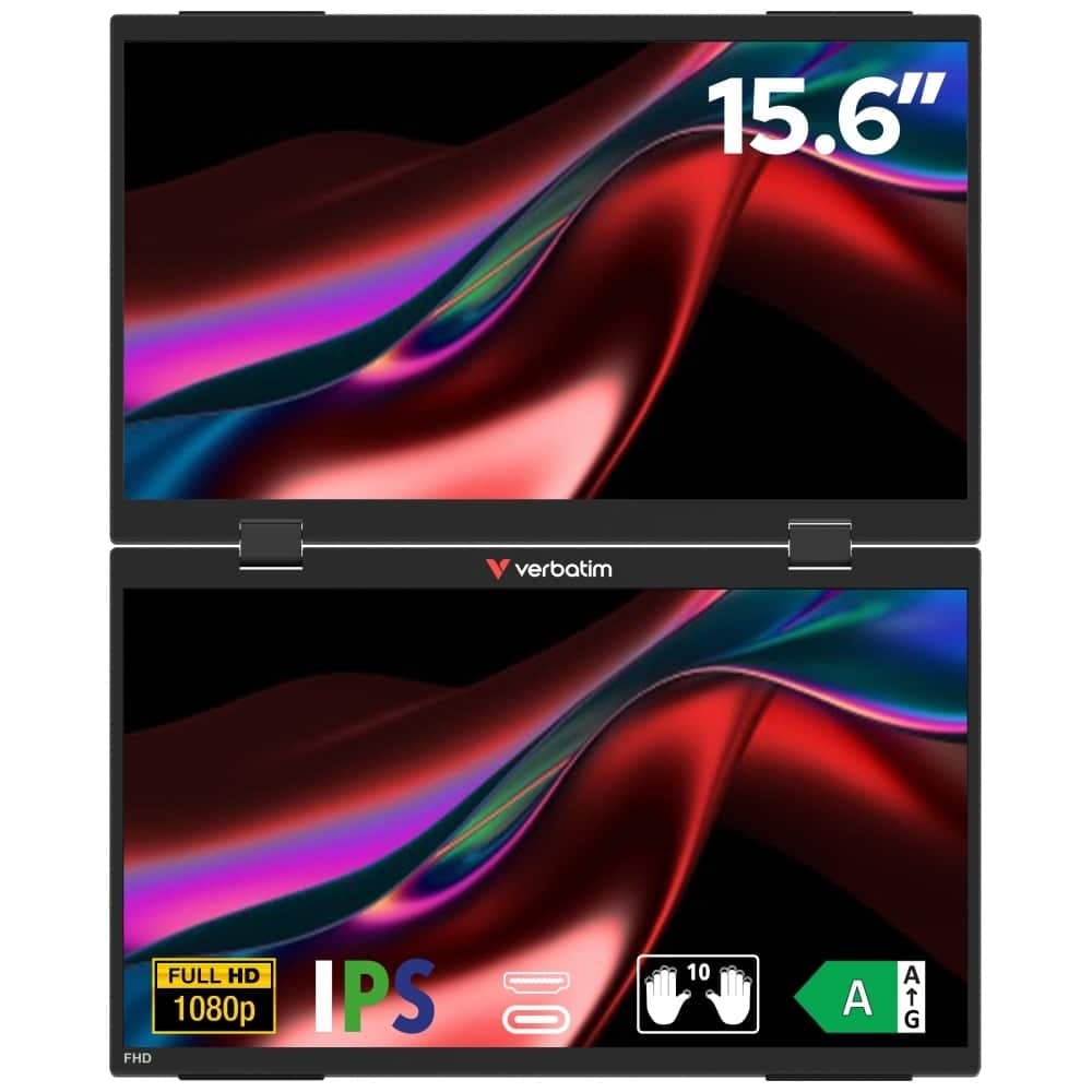 Portable Dual Monitor Verbatim Essentials 15.6" Fhd Black 32403 2