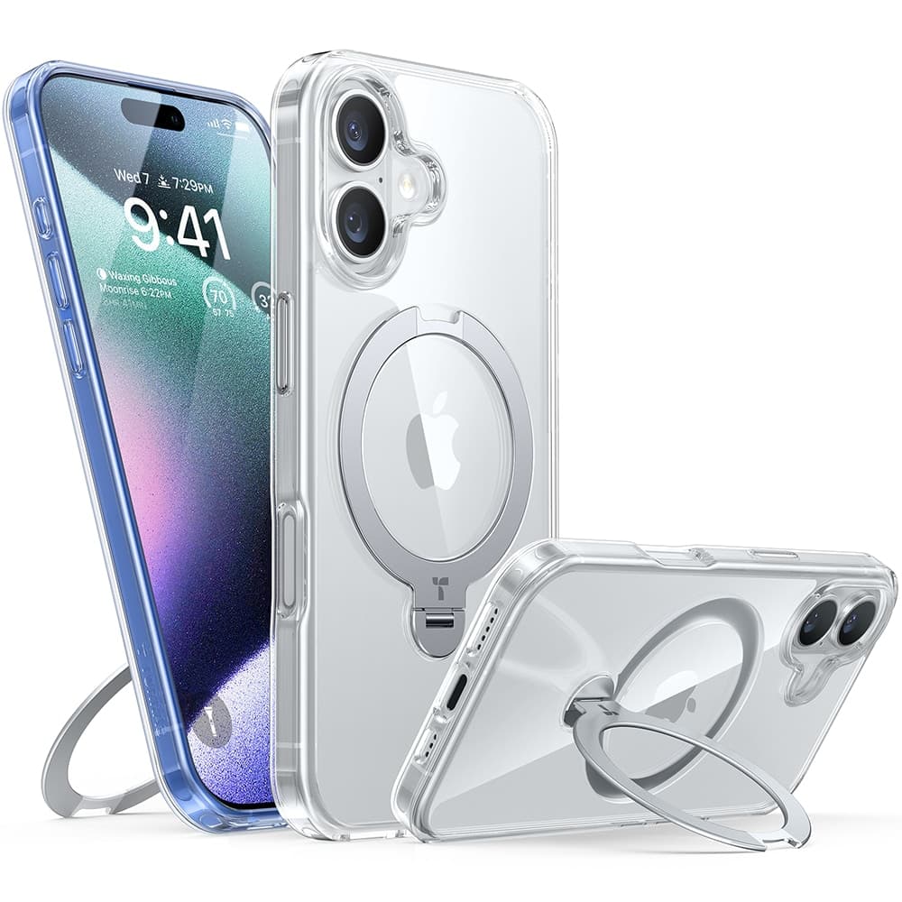 Torras Ostand Spin - θήκη για Apple iPhone 16 Plus - Διάφανο