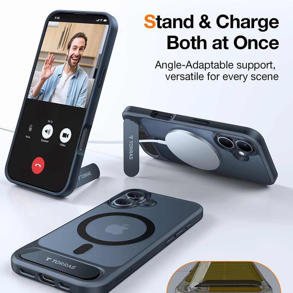 Torras Pstand - θήκη για Apple iPhone 16 Plus - Μαύρο 6