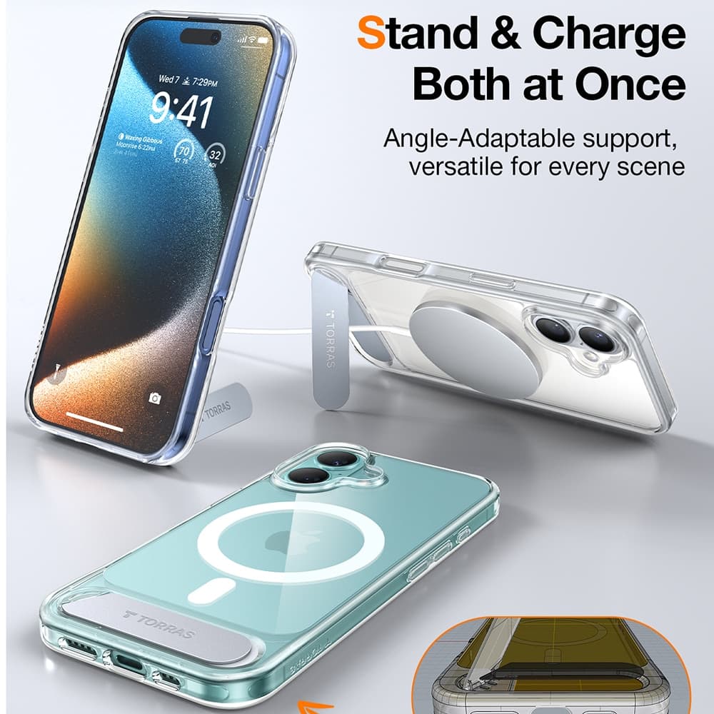 Torras Pstand - θήκη για Apple iPhone 16 Plus - Διάφανο 6