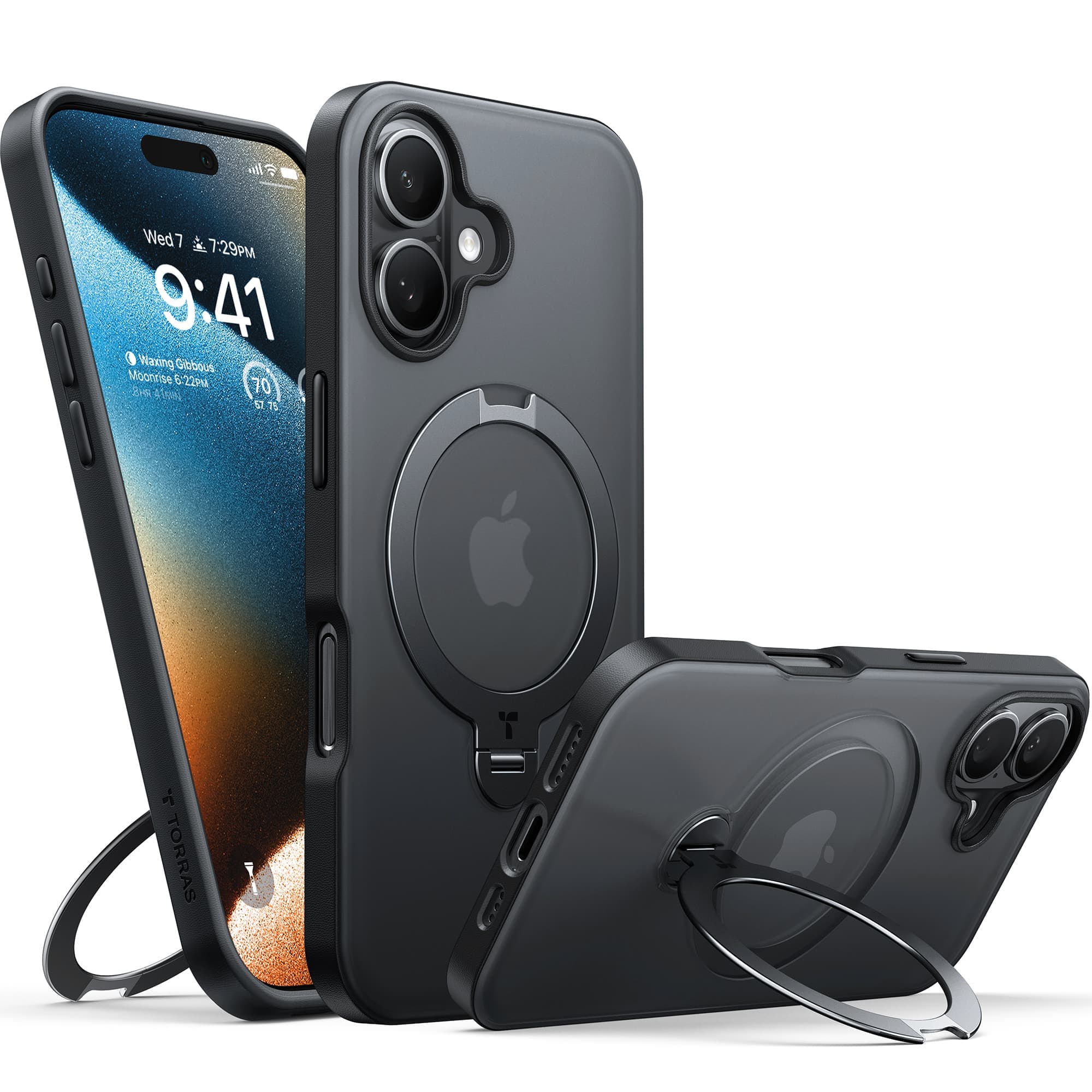 Torras Ostand Spin - θήκη για Apple iPhone 16 Plus - Μαύρο