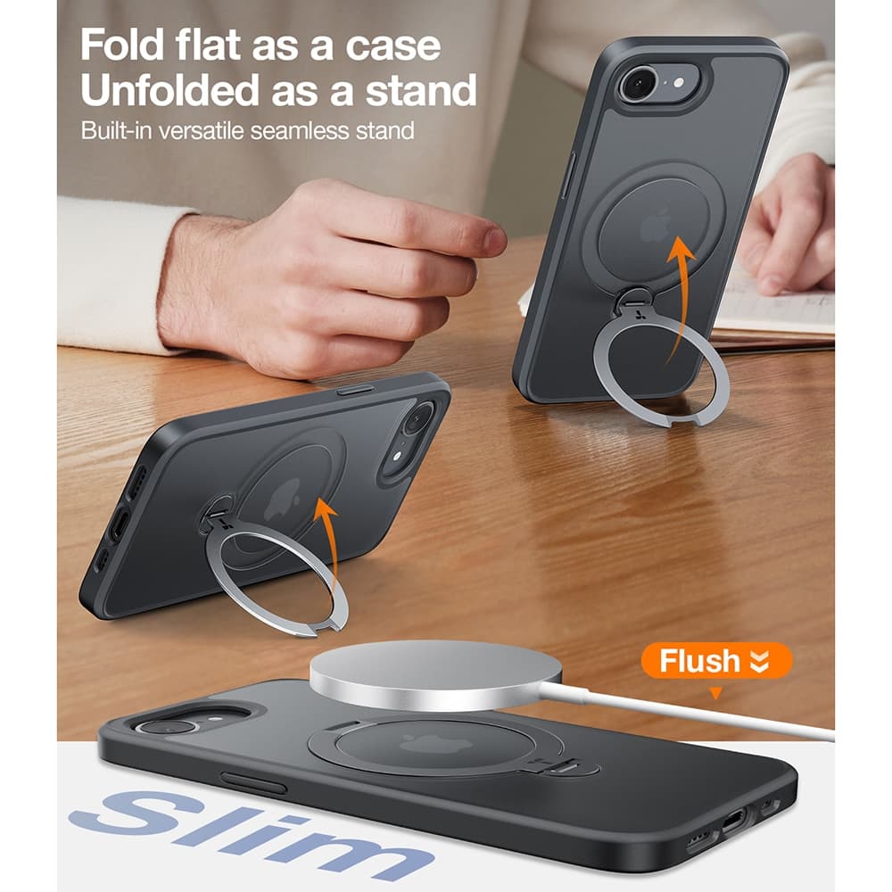 Torras Ostand Spin - θήκη για Apple iPhone 16e - Μαύρο 7
