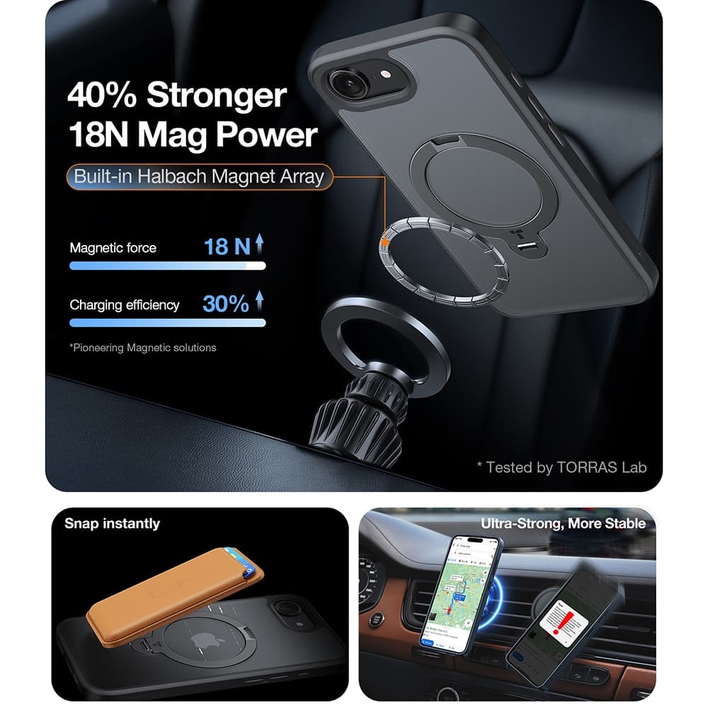 Torras Ostand Spin - θήκη για Apple iPhone 16e - Μαύρο 6
