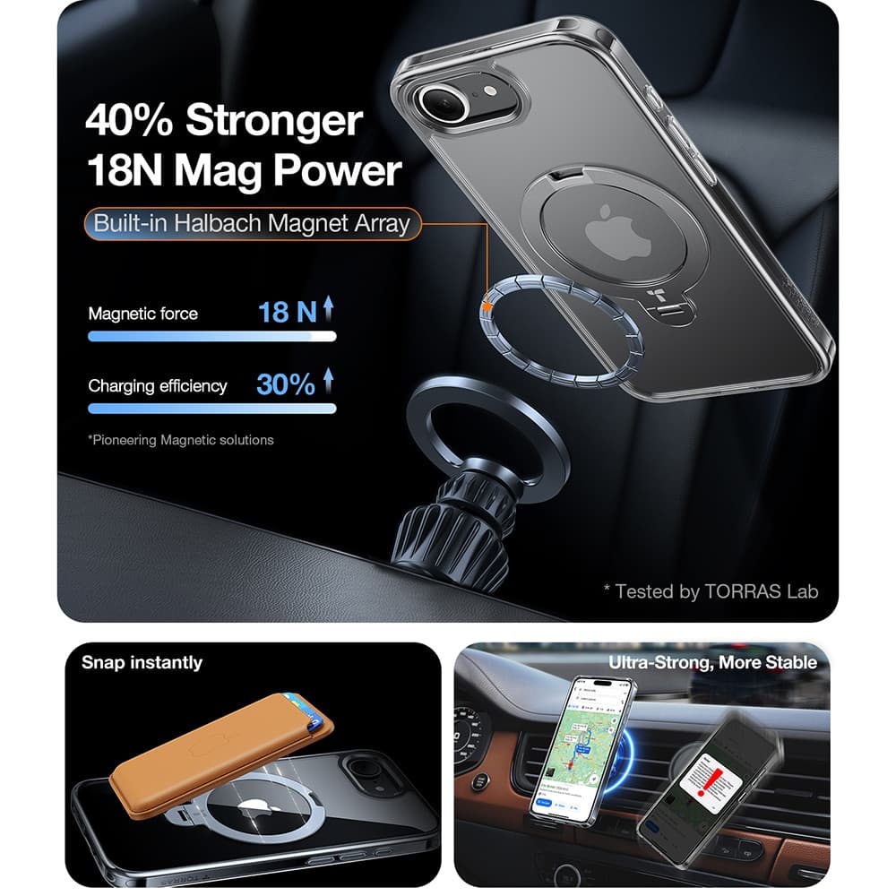 Torras Ostand Spin - θήκη για Apple iPhone 16e - Διάφανο 7
