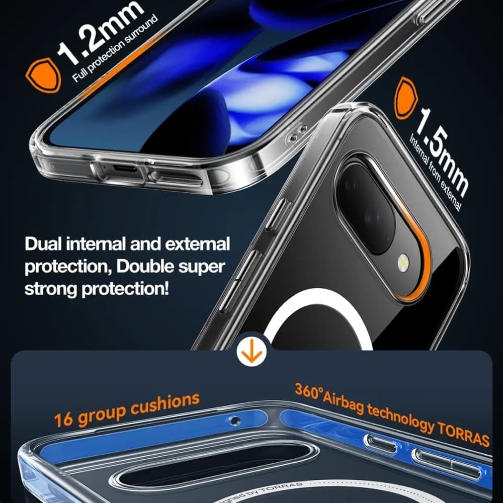 Torras Diamond MagSafe Series - θήκη για Google Pixel 9a - Διάφανο 3