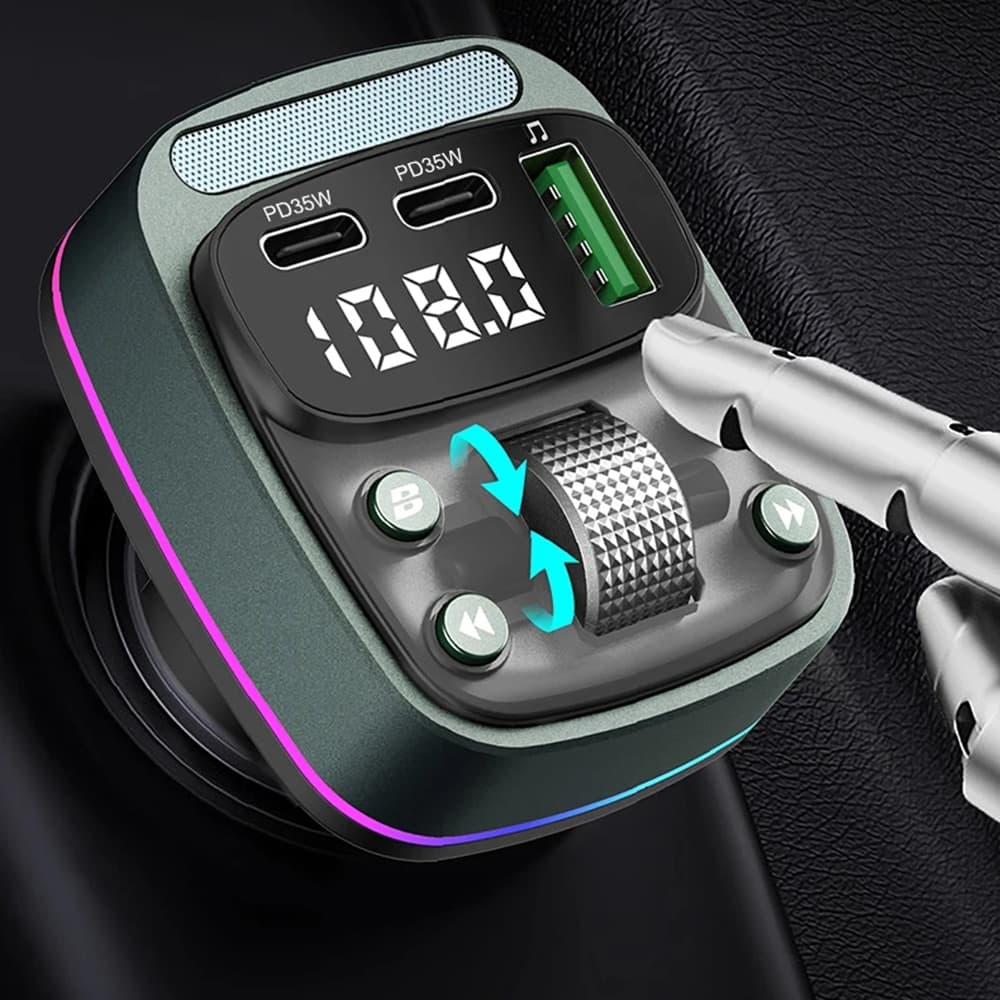 Techsuit - Fm Modulator Echodrive (mfm3) - Διπλή Pd35w, Bluetooth V5.4, U-Disk Για Μουσική, Ρύθμιση Μπάσου - Μαύρο 6