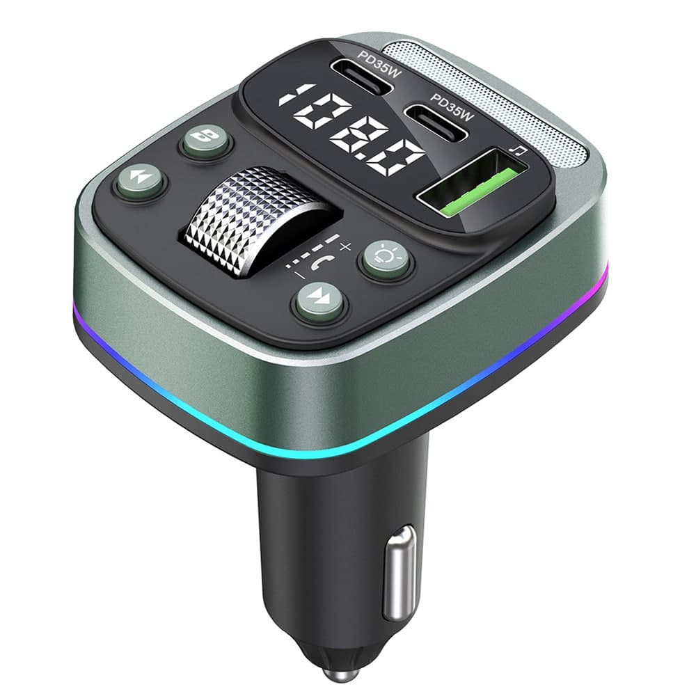 Techsuit - Fm Modulator Echodrive (mfm3) - Διπλή Pd35w, Bluetooth V5.4, U-Disk Για Μουσική, Ρύθμιση Μπάσου - Μαύρο