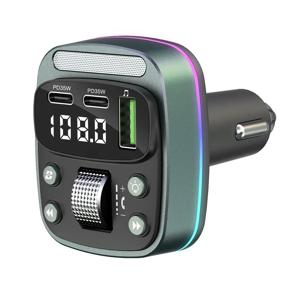 Techsuit - Fm Modulator Echodrive (mfm3) - Διπλή Pd35w, Bluetooth V5.4, U-Disk Για Μουσική, Ρύθμιση Μπάσου - Μαύρο 3