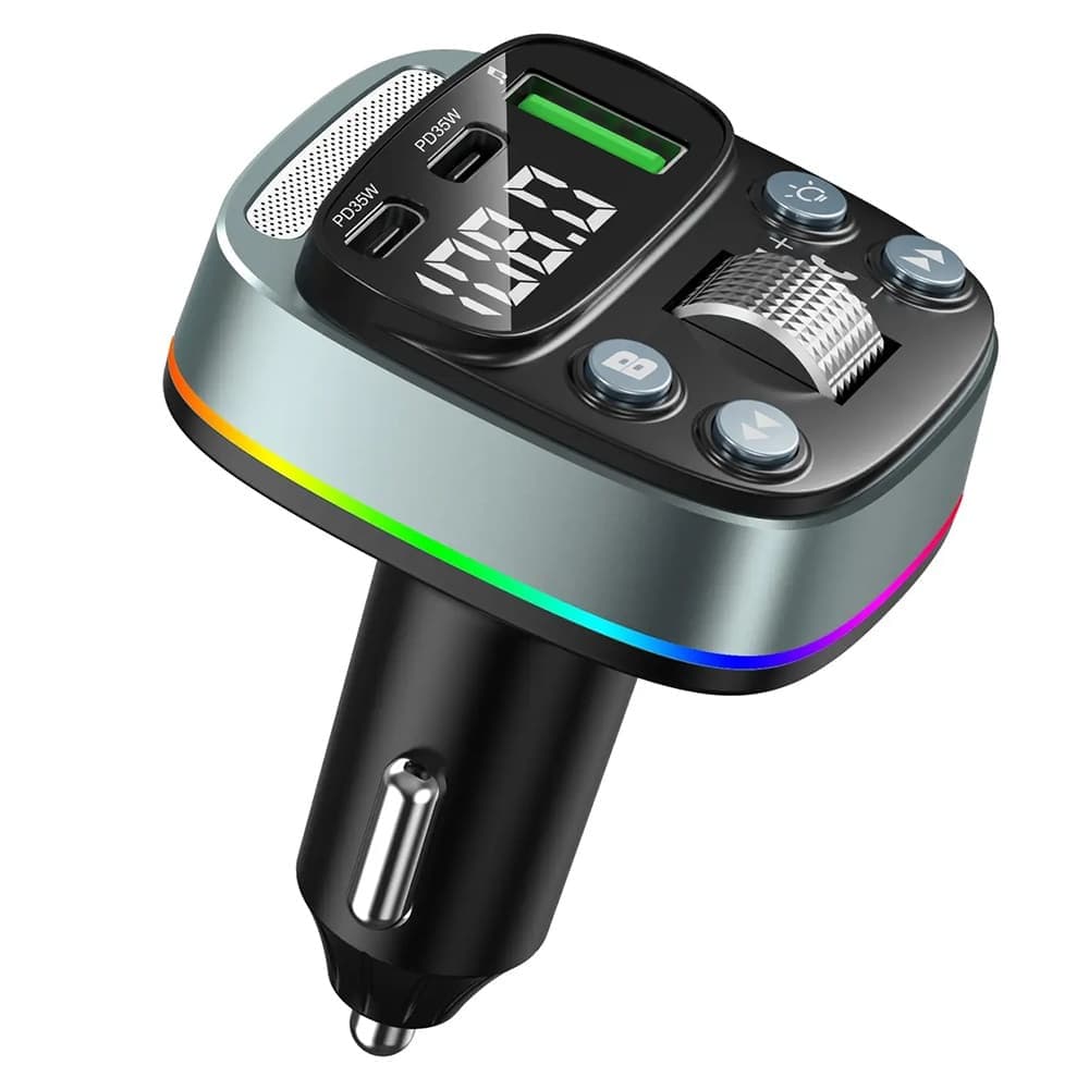 Techsuit - Fm Modulator Echodrive (mfm3) - Διπλή Pd35w, Bluetooth V5.4, U-Disk Για Μουσική, Ρύθμιση Μπάσου - Μαύρο 4