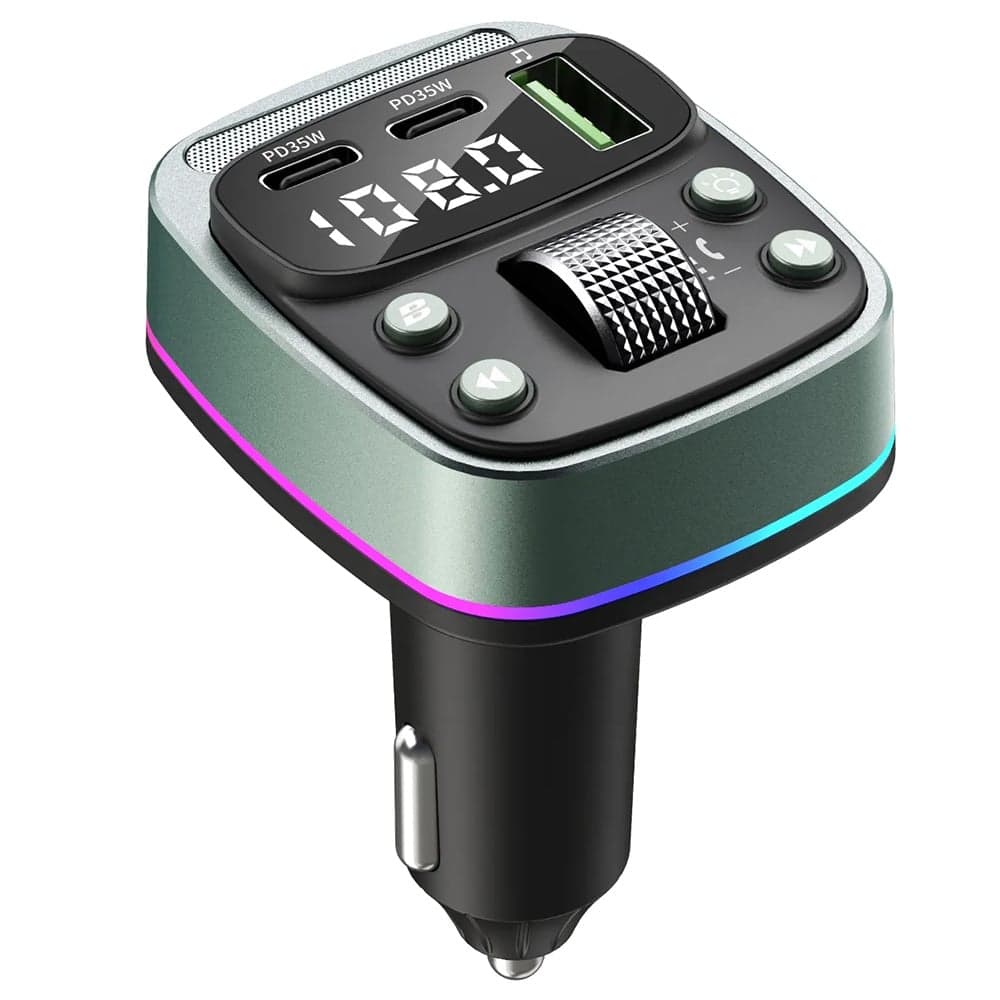Techsuit - Fm Modulator Echodrive (mfm3) - Διπλή Pd35w, Bluetooth V5.4, U-Disk Για Μουσική, Ρύθμιση Μπάσου - Μαύρο 2