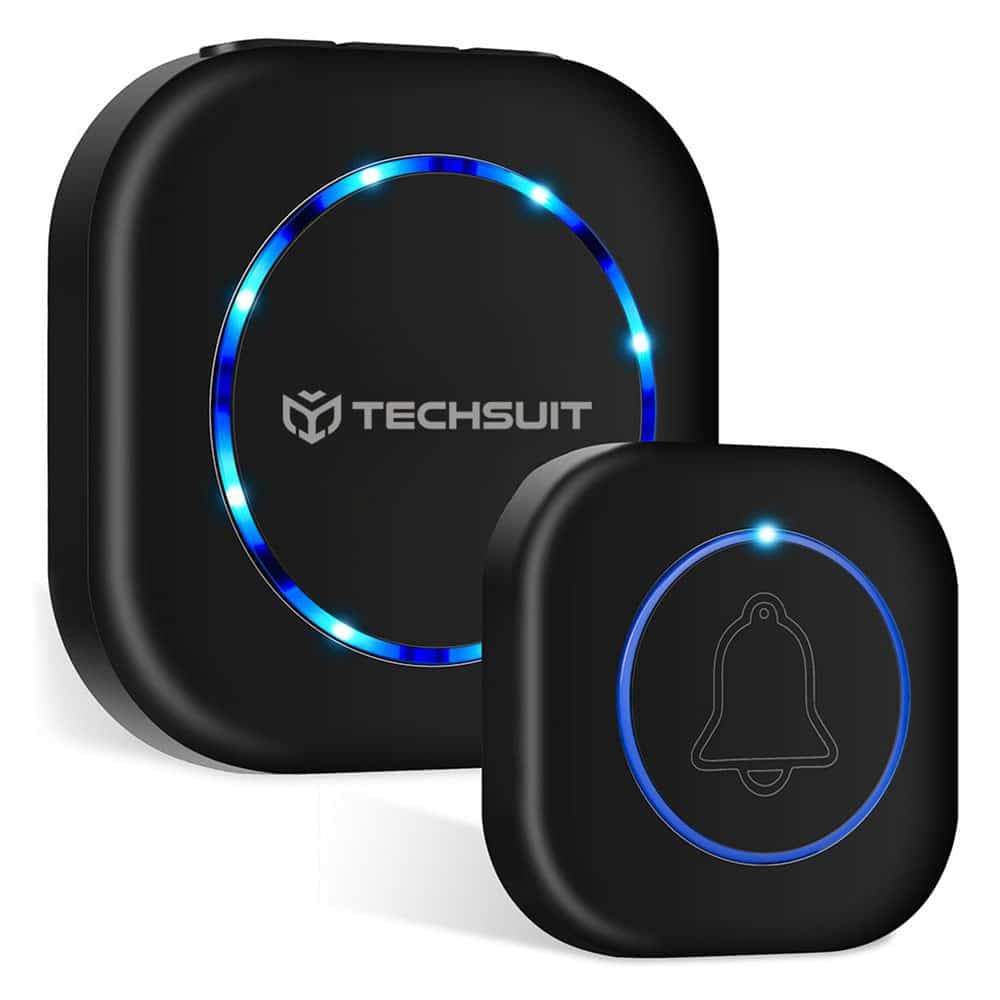 Techsuit - Ασύρματο Κουδούνι Buzzzly (su1) - Αδιάβροχη, 38 Μοναδικές Μελωδίες, 4 Ρυθμίσεις Εντασης, 5 Λειτουργίες Μουσικής/αναλαμπής - Μαύρη