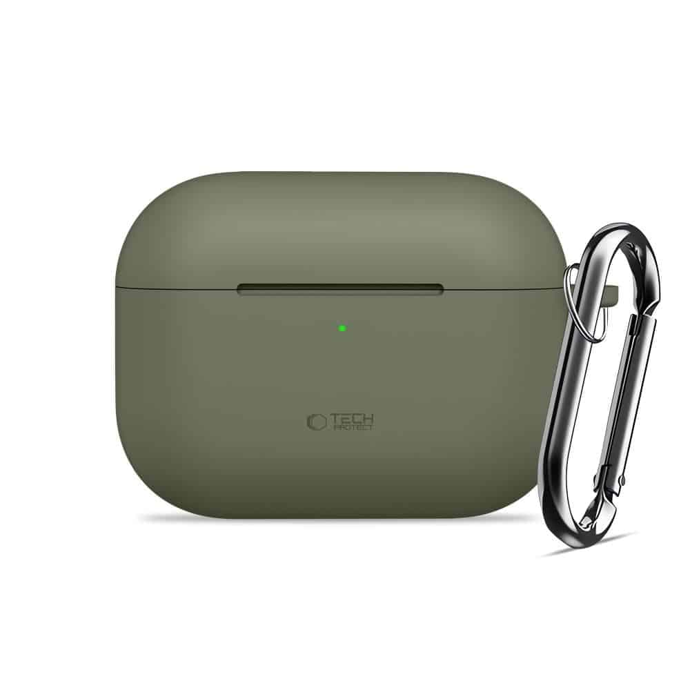Θήκη Σιλικόνης Tech-Protect Με Κλιπ Για Apple Airpods Pro 3 - Ελιά 2