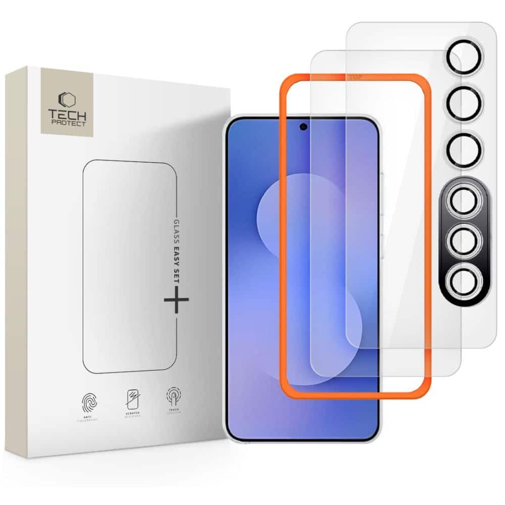 Τζάμι Σκληρυμένο Tech-Protect Easy Set+ 3-Pack Για Galaxy S25 Fe Διαφανο