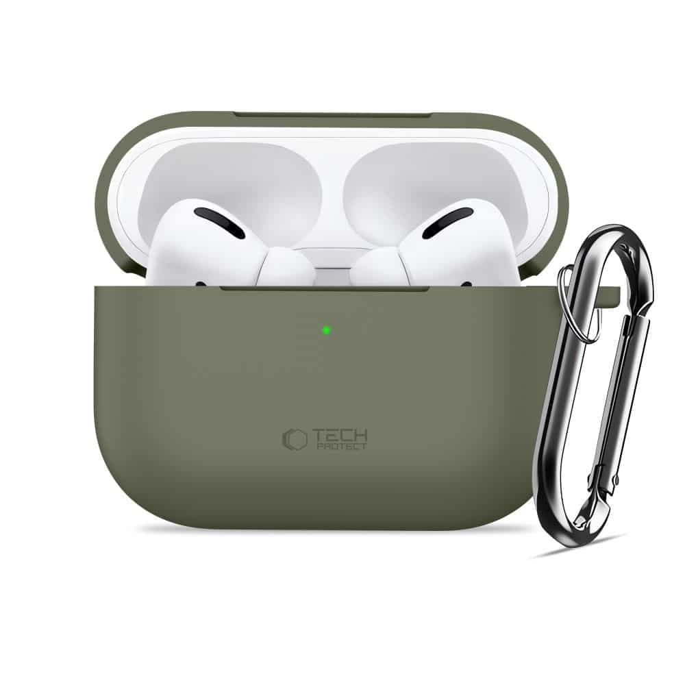 Θήκη Σιλικόνης Tech-Protect Με Κλιπ Για Apple Airpods Pro 3 - Ελιά 3