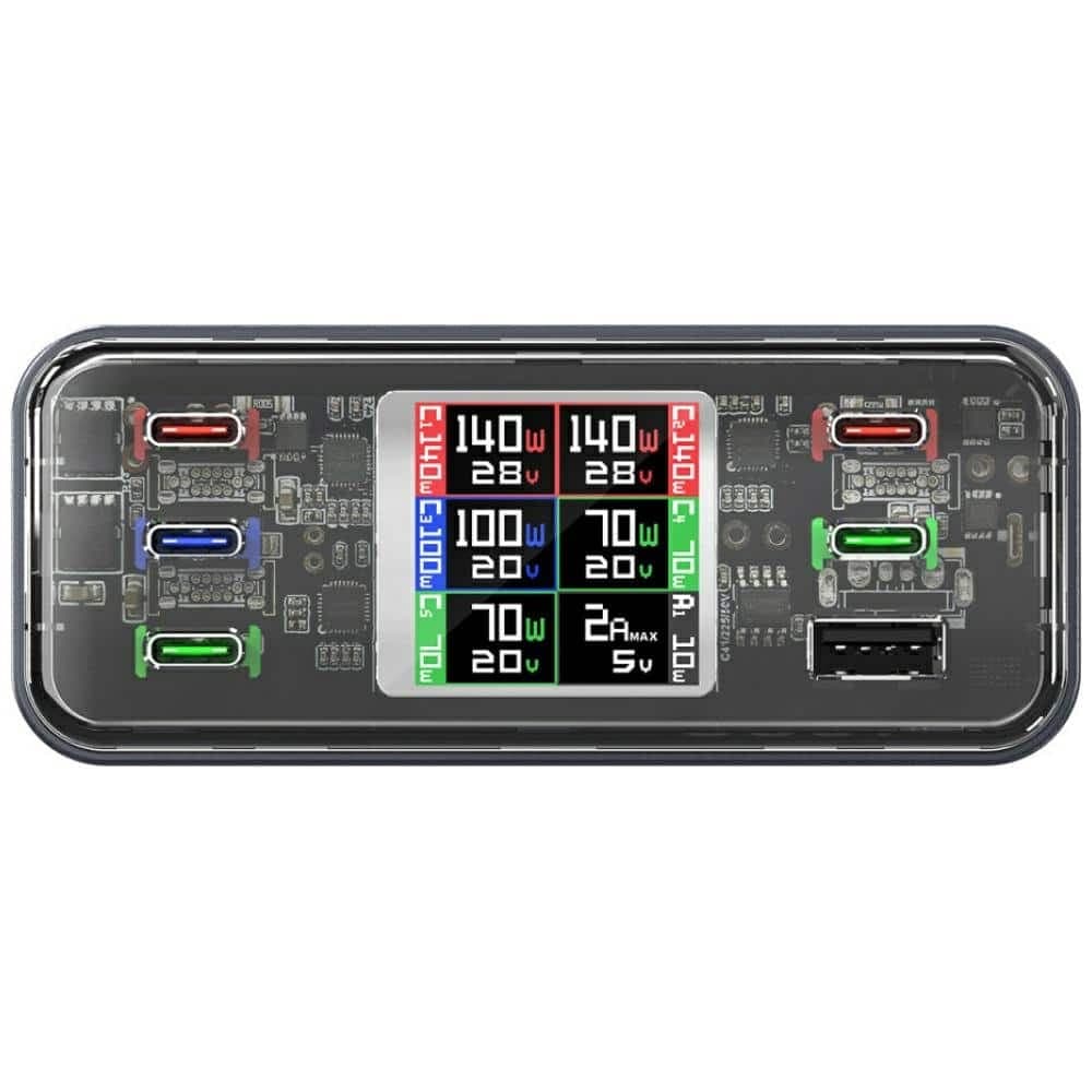 Φορτιστής 4smarts Lucid Gan Diy 360w Με 5x USB-C Και 1x USB-A - Γκρι 2