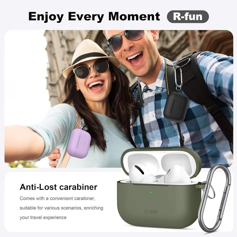 Θήκη Σιλικόνης Tech-Protect Με Κλιπ Για Apple Airpods Pro 3 - Ελιά 7