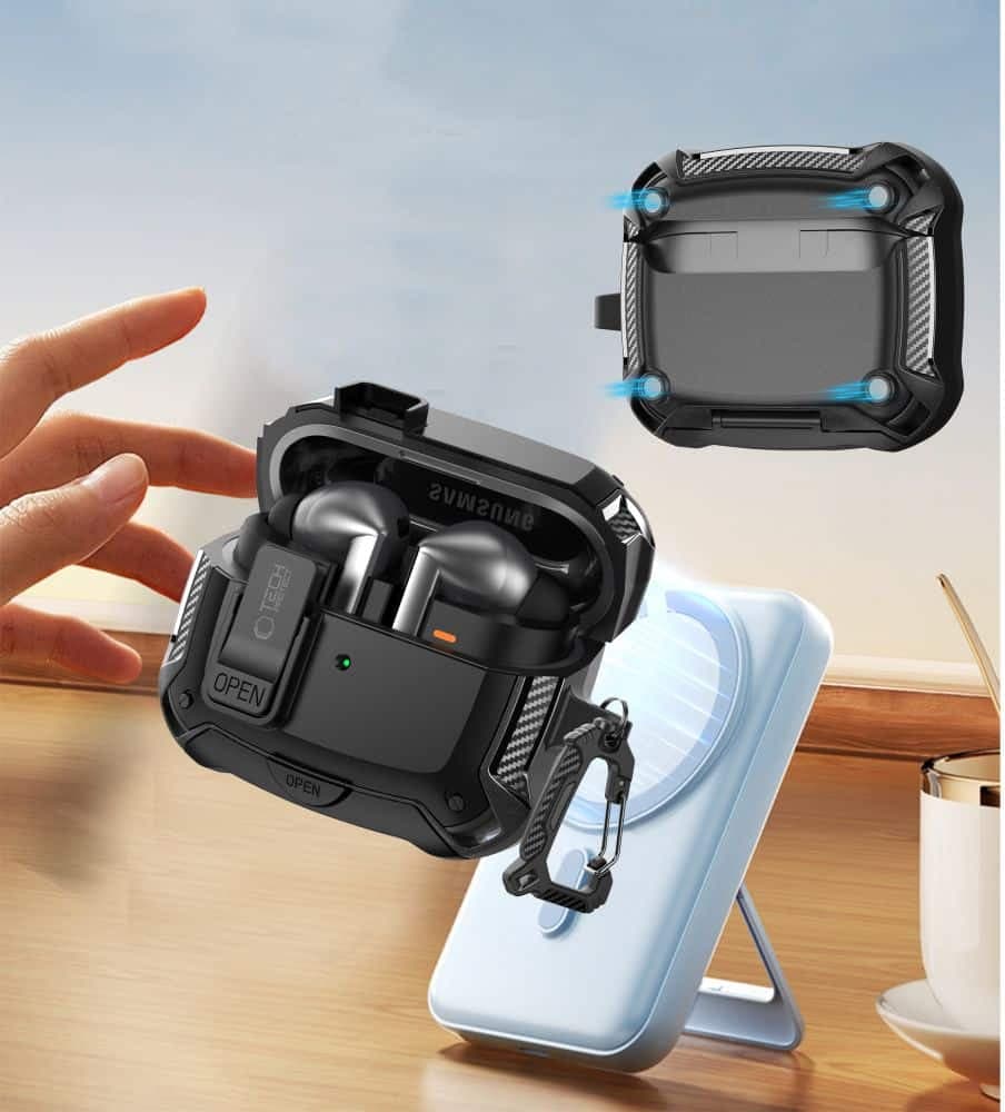 Tech-Protect Carbonox Magsafe Για Samsung Galaxy Buds 3 / 3 Fe / 3 Pro Μαυρο 8