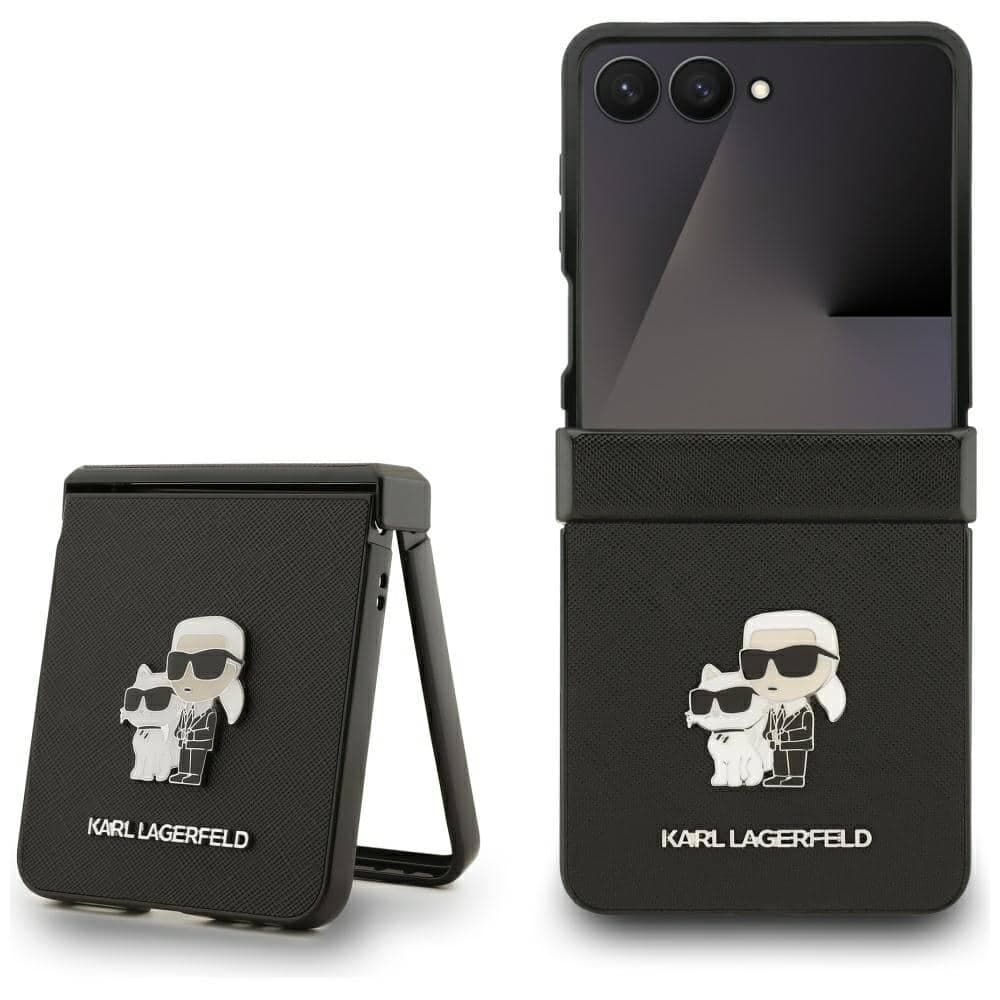 Karl Lagerfeld Saffiano Karl&Choupette Pin - θήκη για Samsung Galaxy Z Flip7 - Μαύρο