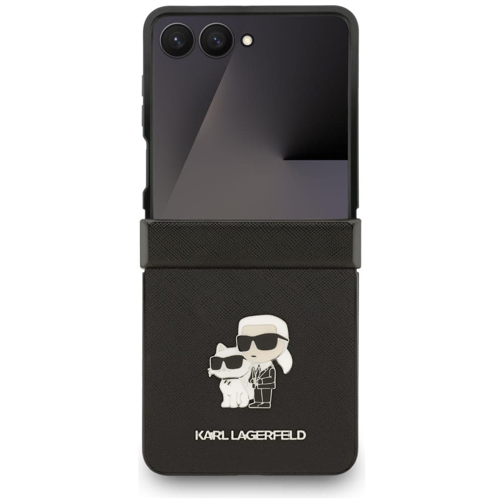 Karl Lagerfeld Saffiano Karl&Choupette Pin - θήκη για Samsung Galaxy Z Flip7 - Μαύρο 2