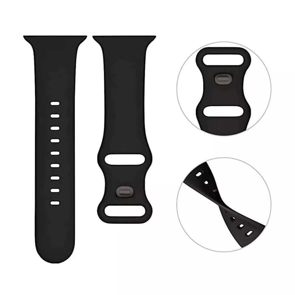 Techsuit - Watchband (W031) - Apple Watch 1/2/3/4/5/6/7/8/9/10/11/SE/SE 2/SE 3 (38/40/41/42mm) - Black 2